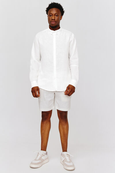 Chemise unie en coton lin