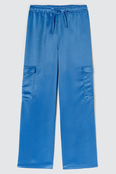 Pantalon cargo en satin