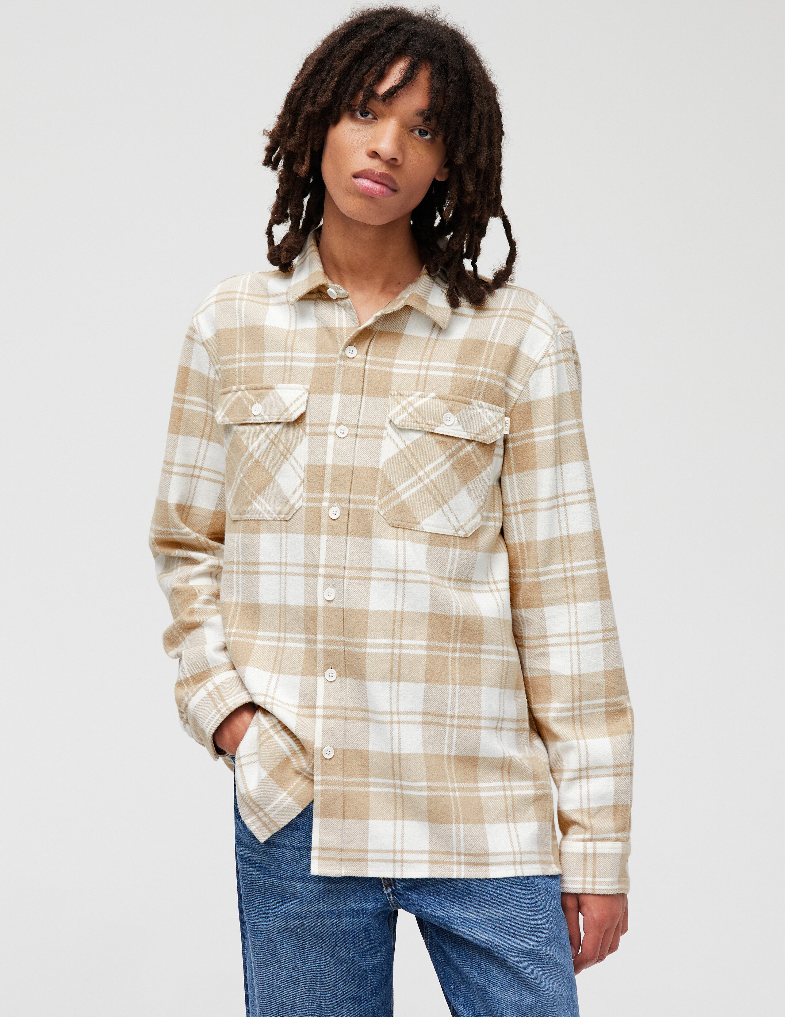 Chemise carreaux sales beige femme