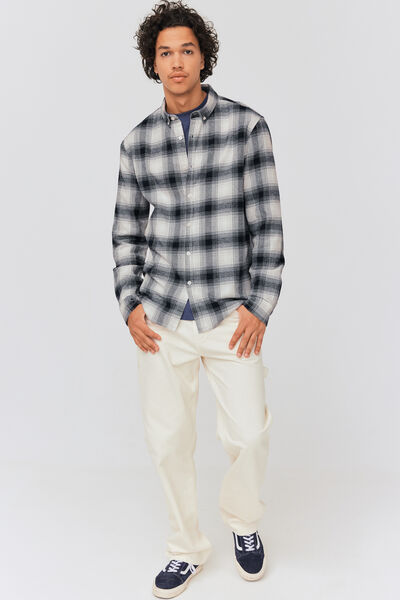 Chemise droite à carreaux