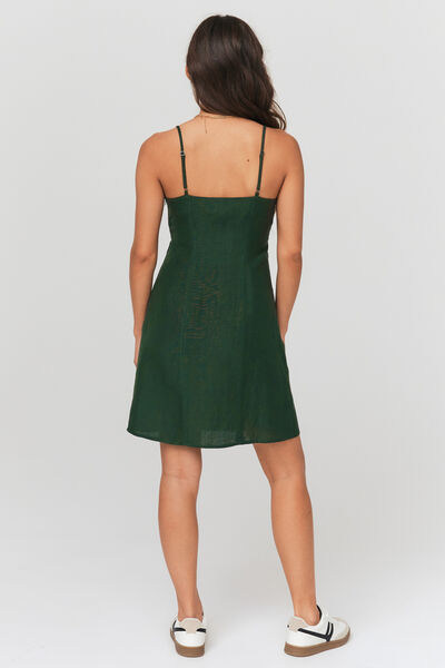 Robe courte en lin cut out poitrine