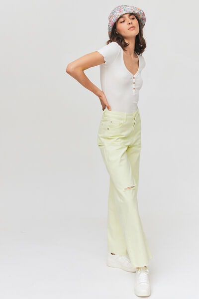 Jean wide leg long destroy