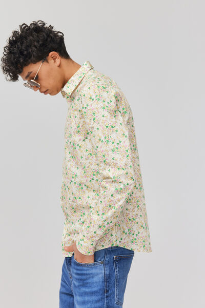 Chemise imprimée fleurs coupe droite