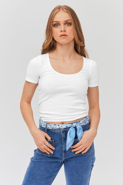 T-shirt côtelé uni