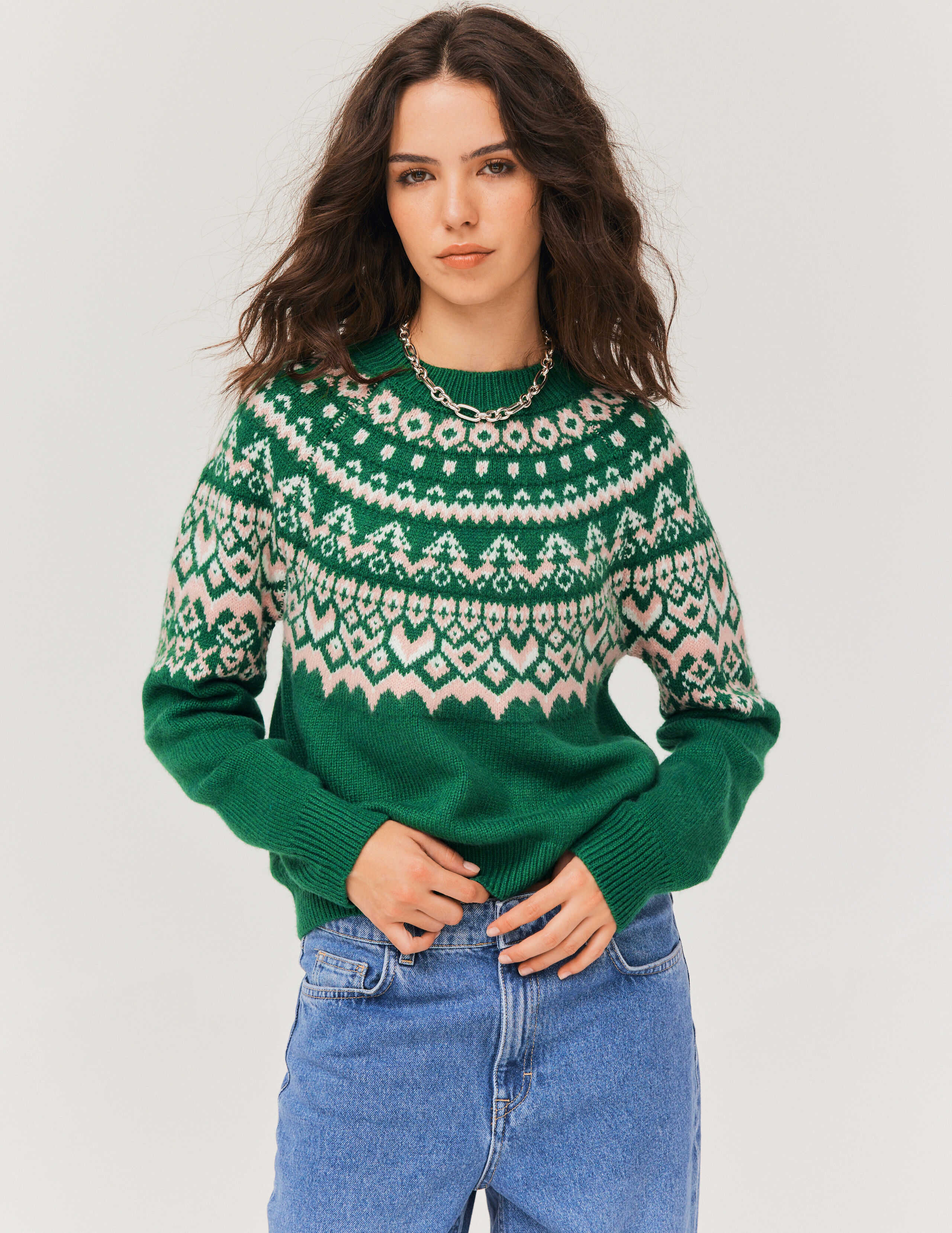 Pull jacquard de no l Multicolore BZB