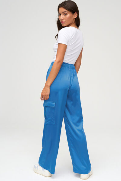 Pantalon cargo en satin