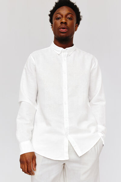 Chemise unie en coton lin