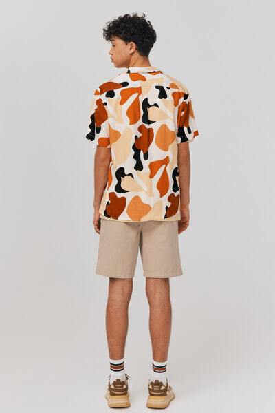 Chemise imprimée manches courtes lin