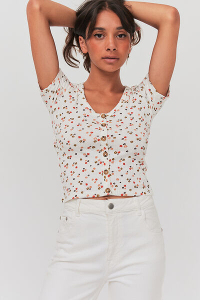 T-shirt boutonné imprimé