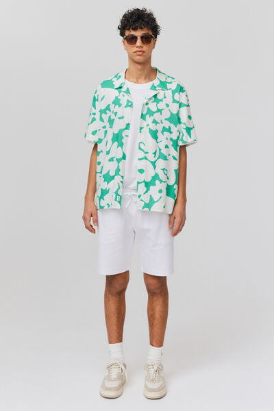 Chemise imprimée manches courtes lin
