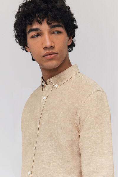 Chemise unie en coton lin