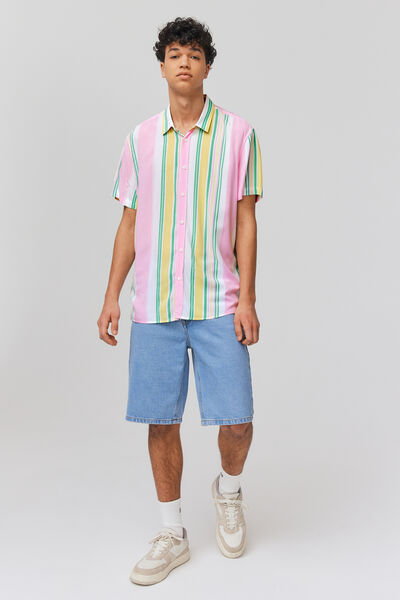 Chemise rayée fluide manches courtes