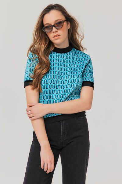 T-shirt jacquard géométrique