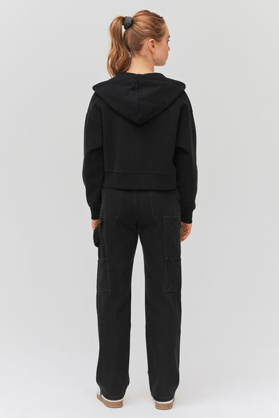 Sweat capuche cropped zipp&eacute;