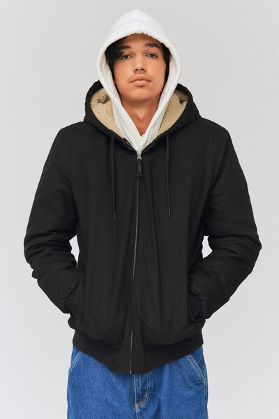 Blouson à capuche intérieur sherpa