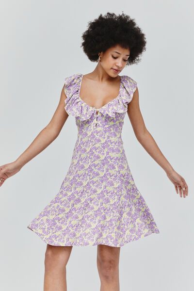 Robe courte imprimée à volants