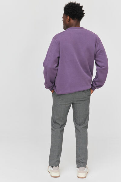 Pantalon urbain à carreaux taille élastiquée