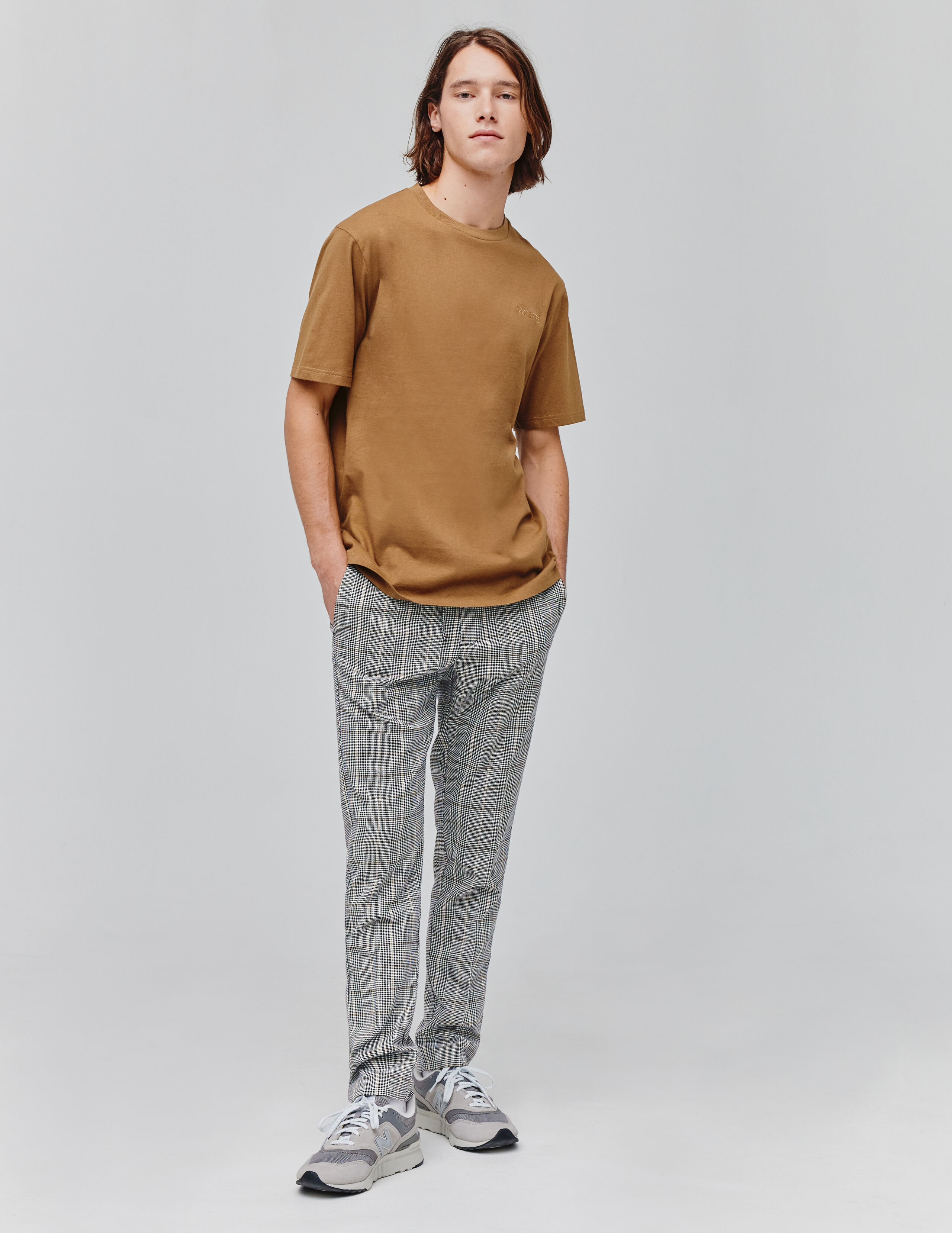 Pantalon carreaux marron best sale
