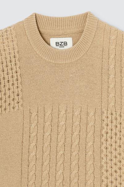 Pull col rond esprit patch