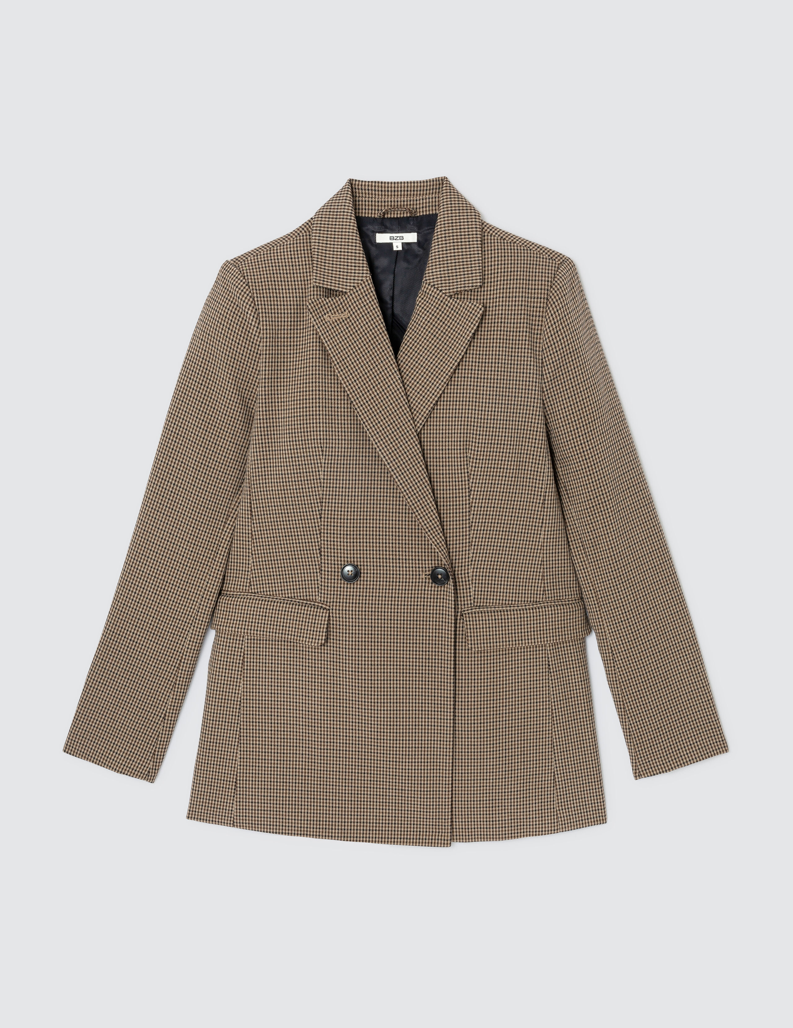 Veste blazer carreaux polyester recycl Marron BZB