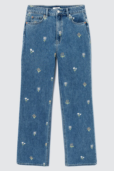 Jean straight à broderies