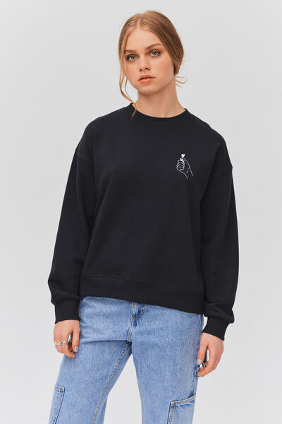 Sweat col rond brod&eacute;