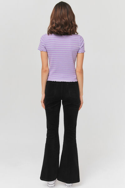 Pantalon flare en velours à fentes