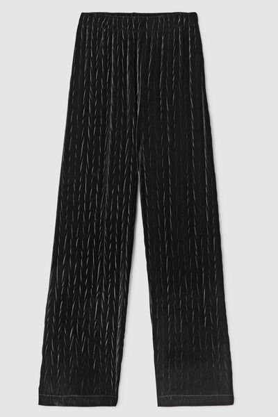 Pantalon wide leg en maille velours