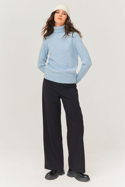 Pull col roulé uni