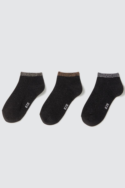 Lot de 3 paires de socquettes bord lurex