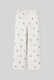 Pantalon velours brodé