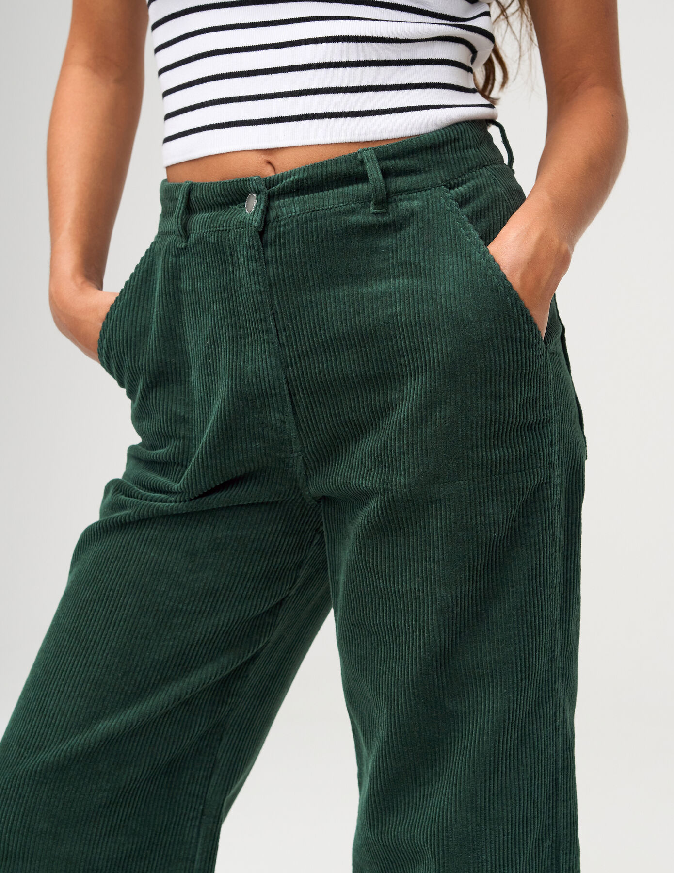 Pantalon wide leg court en velours en coton iab