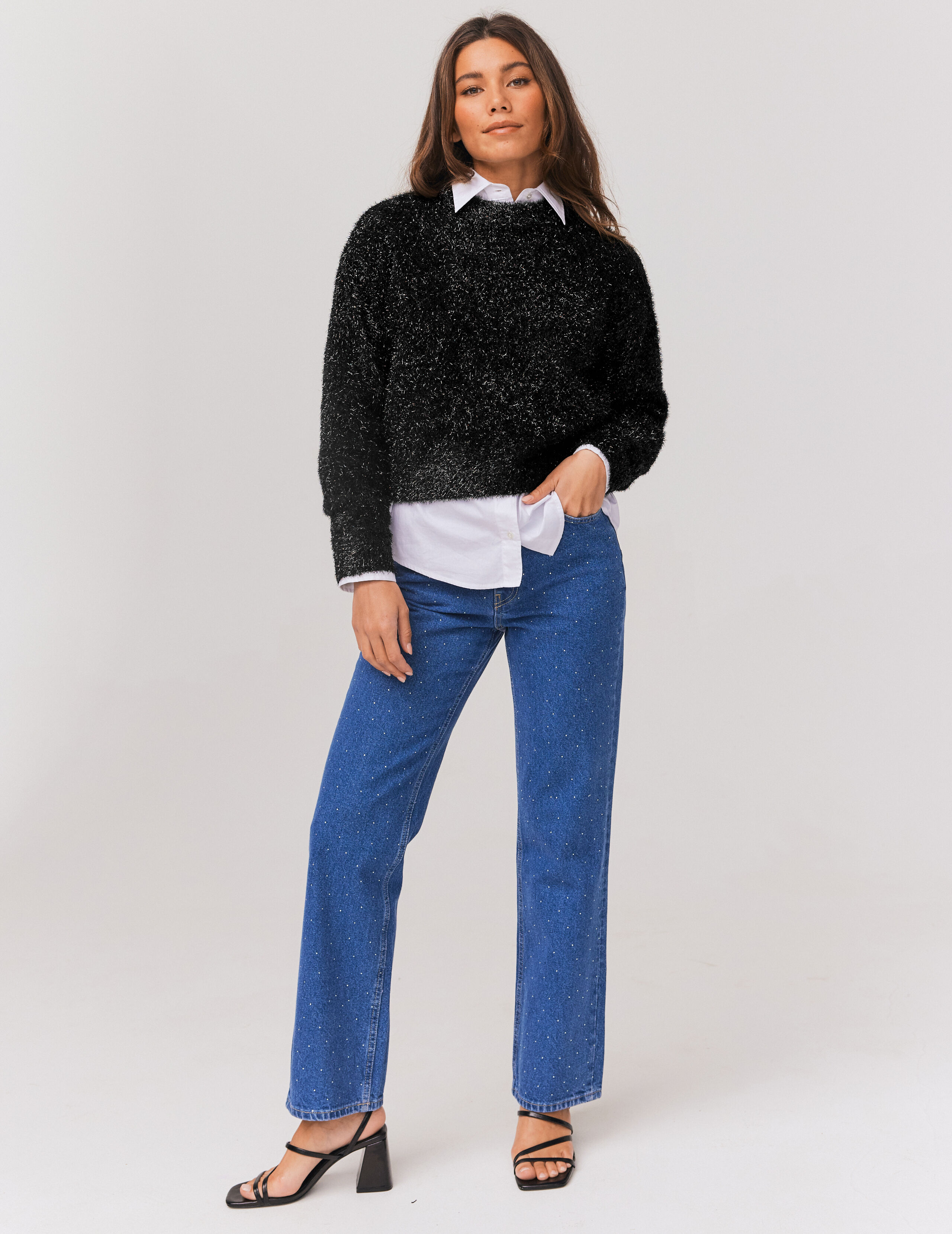 Pull noir pailleté femme sales
