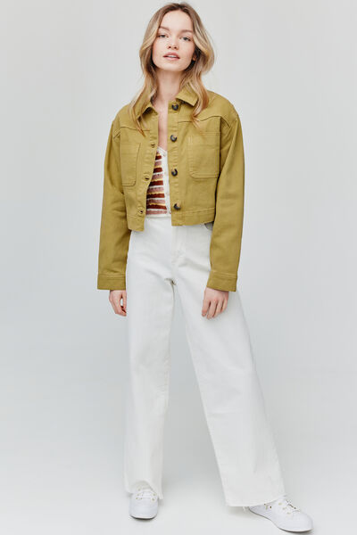 Veste denim cropped couleur