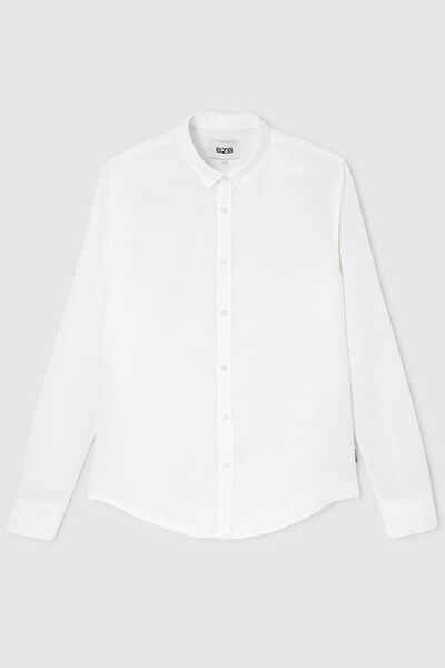 Chemise unie en coton lin