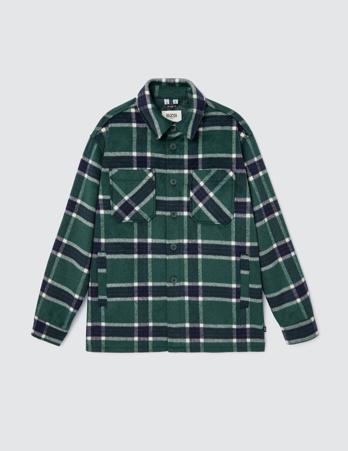 Veste surchemise à carreaux en laine