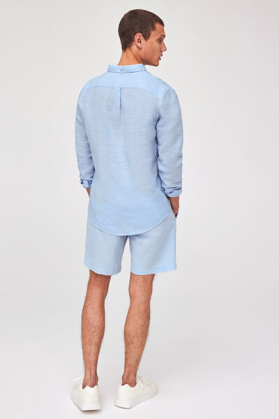 Chemise unie en coton lin