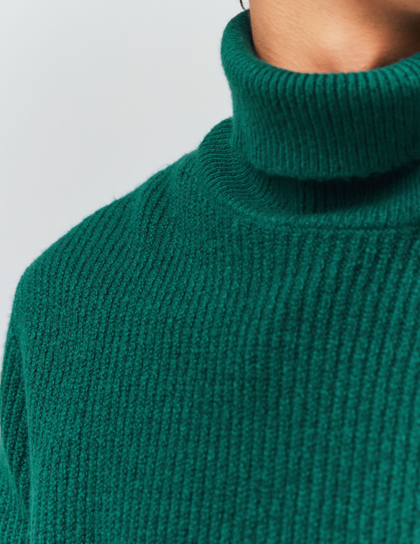 Pull col roulé à côtes