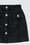 Jupe courte en tweed boutons dorés