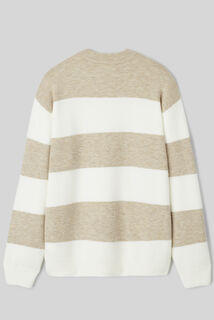 Pull col rond maxi rayures