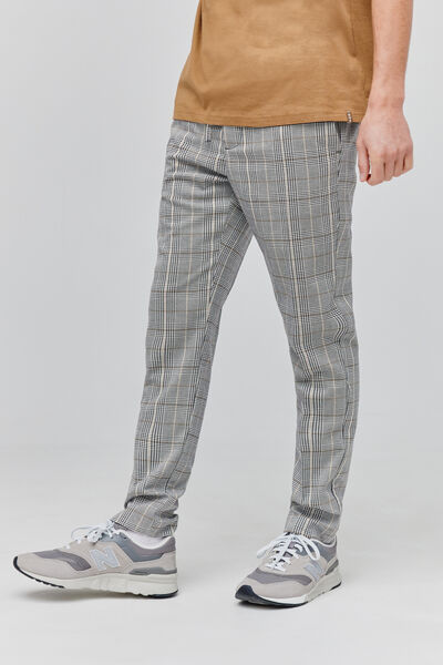 Pantalon urbain à carreaux taille élastiquée