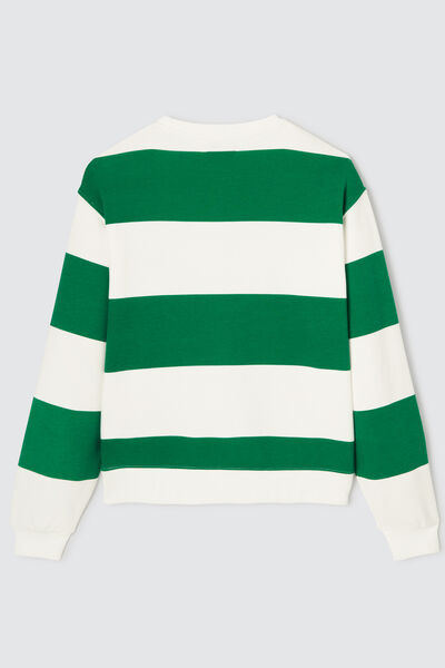 Sweat col rond ray&eacute; brod&eacute;