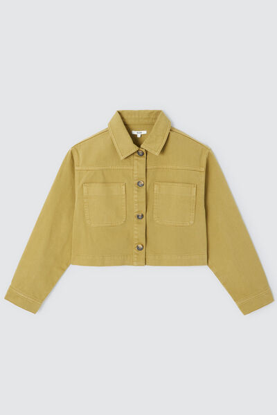 Veste denim cropped couleur