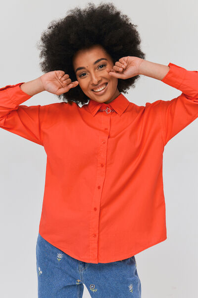 Chemise unie en popeline