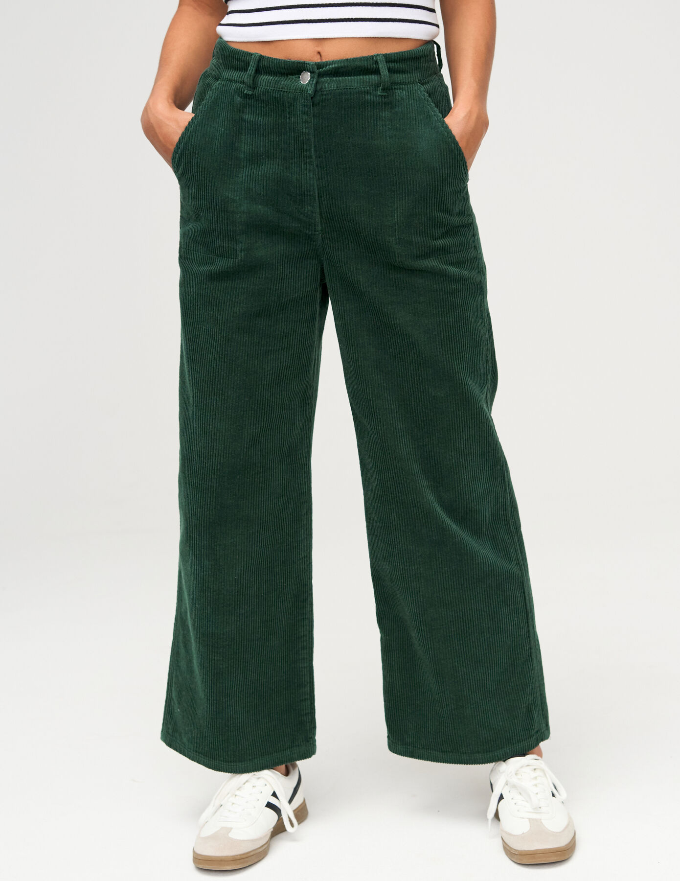 Pantalon wide leg court en velours en coton iab
