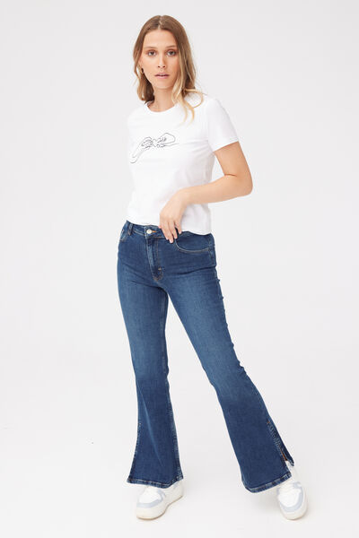 Jean flare à fentes