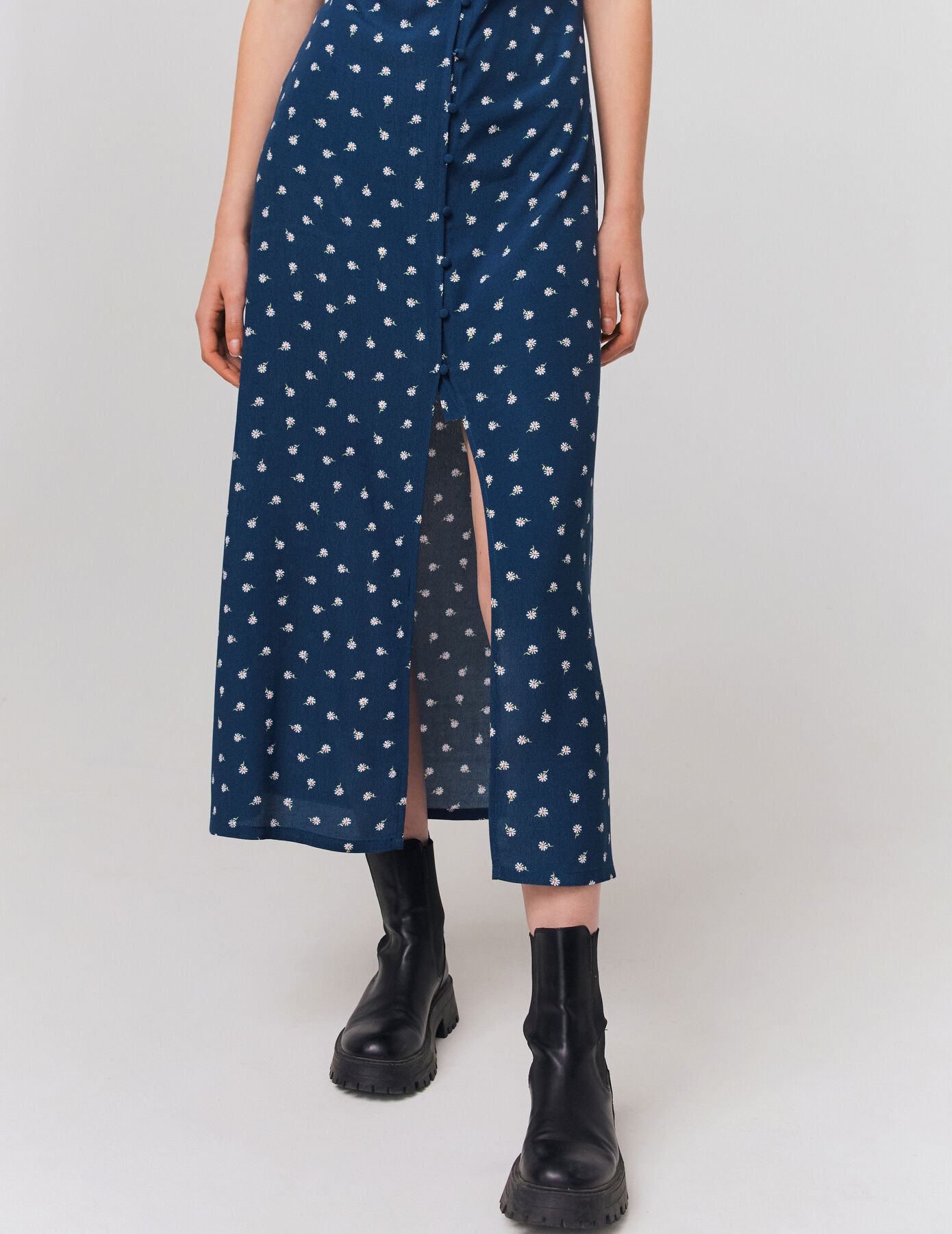 Robe longue boutonnée imprimée
