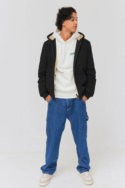Blouson à capuche intérieur sherpa
