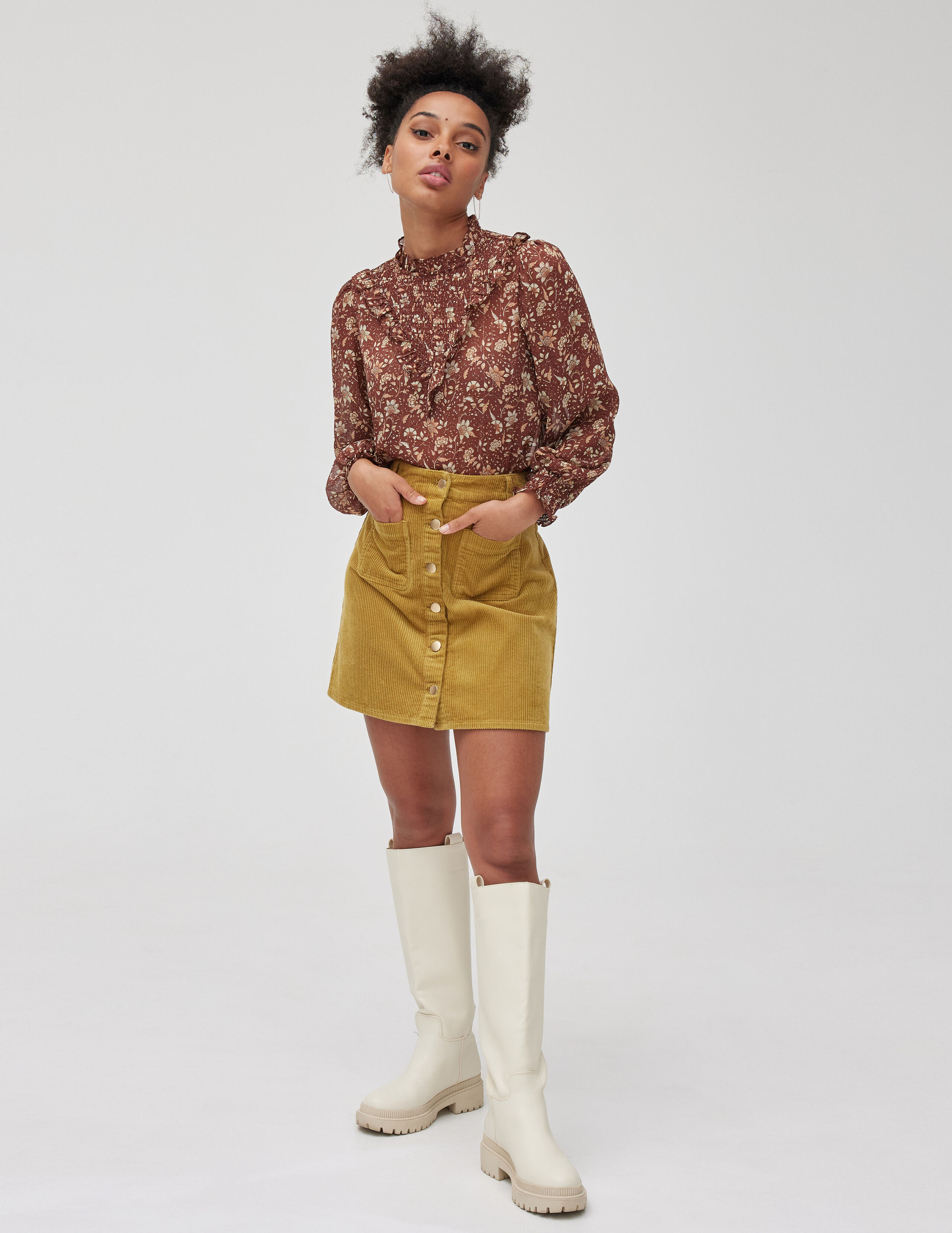 Jupe velours mango store