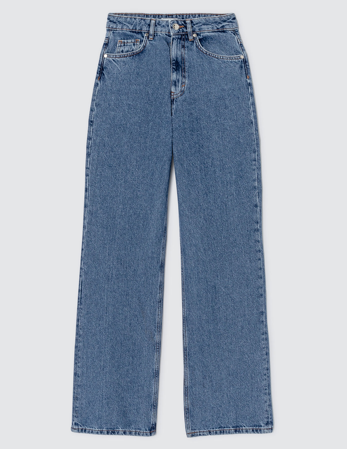 Jean straight taille haute Bleu moyen | BZB